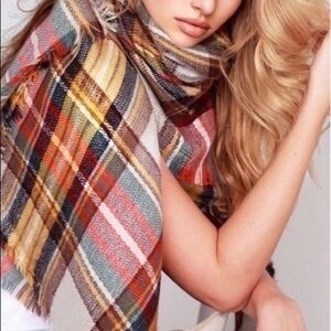 Macchia di Ruggine Mustard Plaid Oversized blanket/scarf, NWOT!